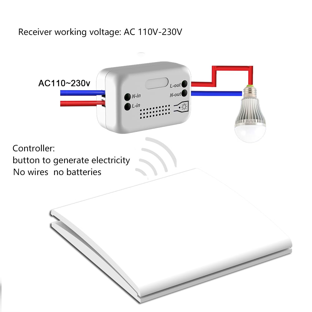 Thumbnail 1 de Interrupteur sans fil VIVIS autogénérateur d’énergie (sans câblage, sans pile) – portée intérieure jusqu’à 80 m