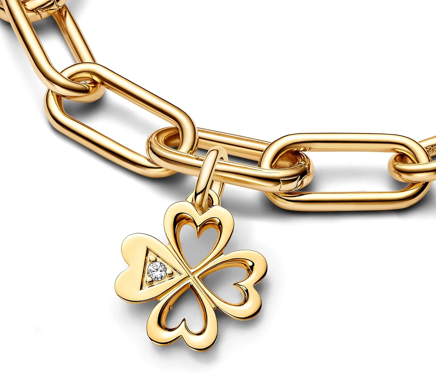 Detalle de PANDORA Me Herz Vierblättriges Kleeblatt Medaillon-Charm 763034C01 Anhänger – 925-Sterling