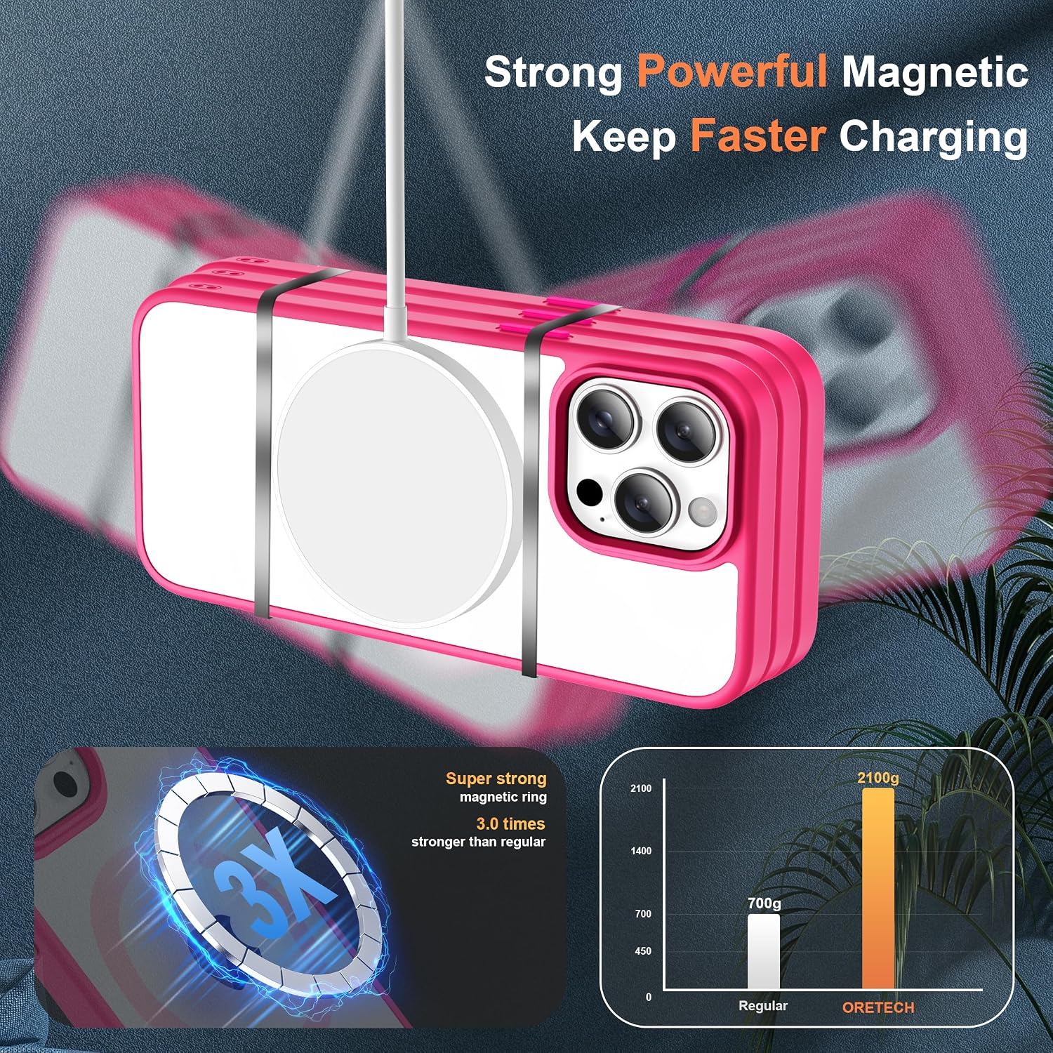 Thumbnail 2 de ORETECH Funda Magnética iPhone 14 Pro con Protectores
