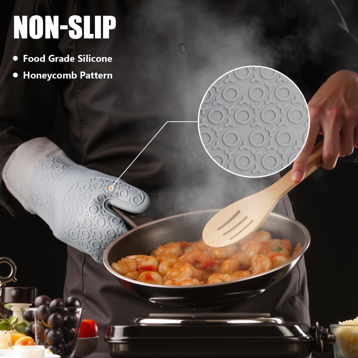 Thumbnail 4 de Rorecay 15-inch Silicone Oven Mitts Set
