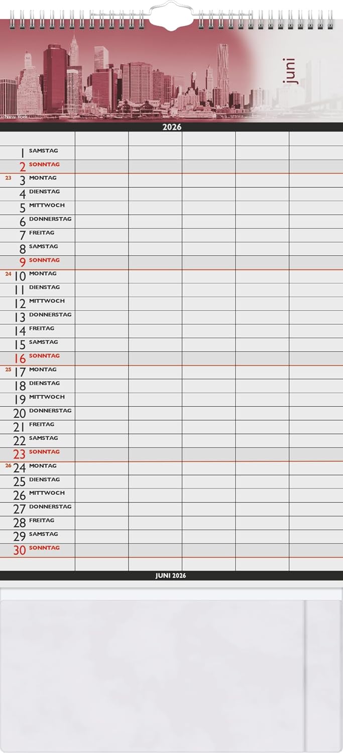 Thumbnail 2 de BRUNNEN Familienkalender 2026 Big City – 250×415 mm