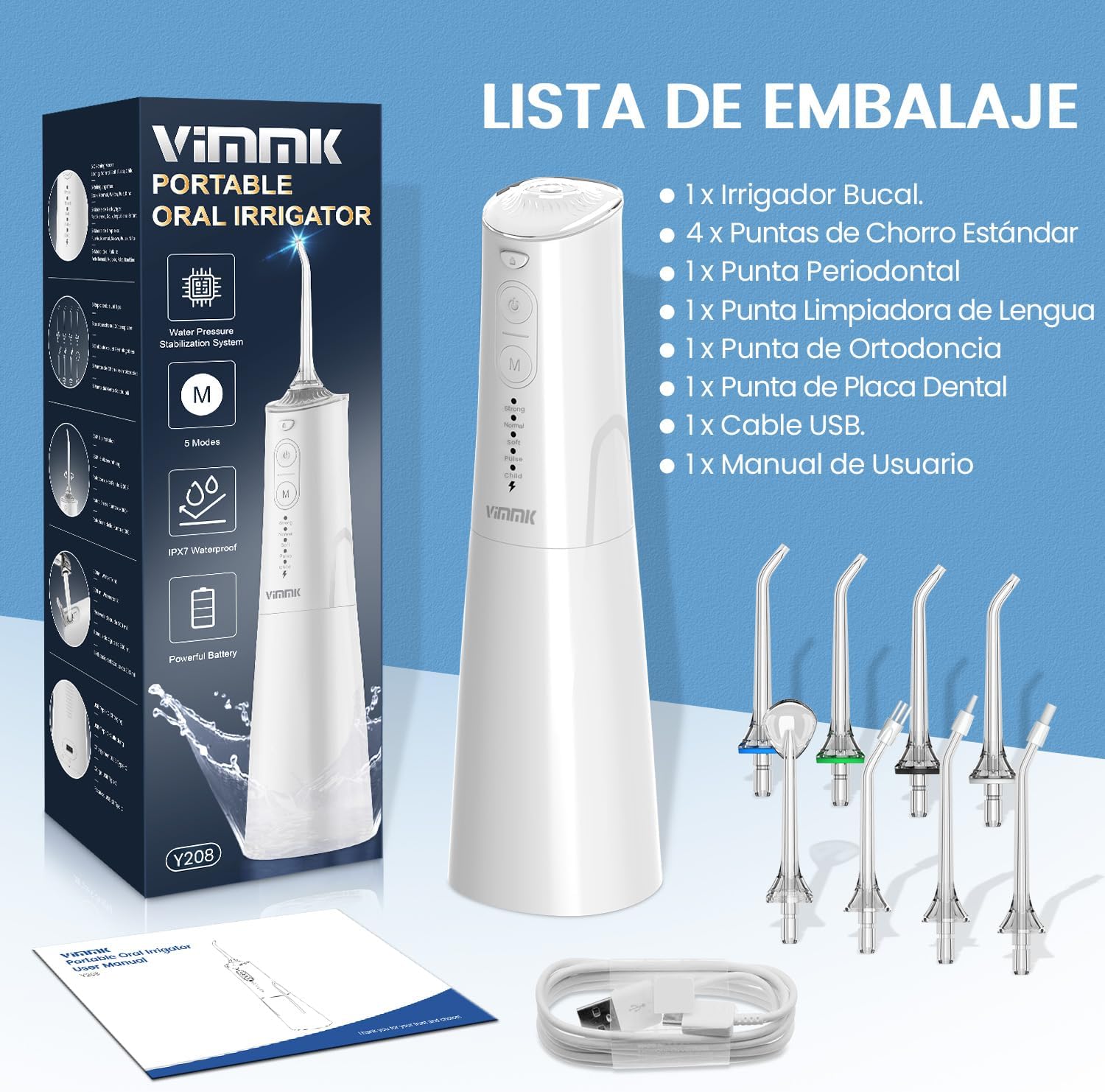 Thumbnail 7 de Vimmk Irrigador Dental Portátil Inalámbrico con 8 Boquillas 🦷