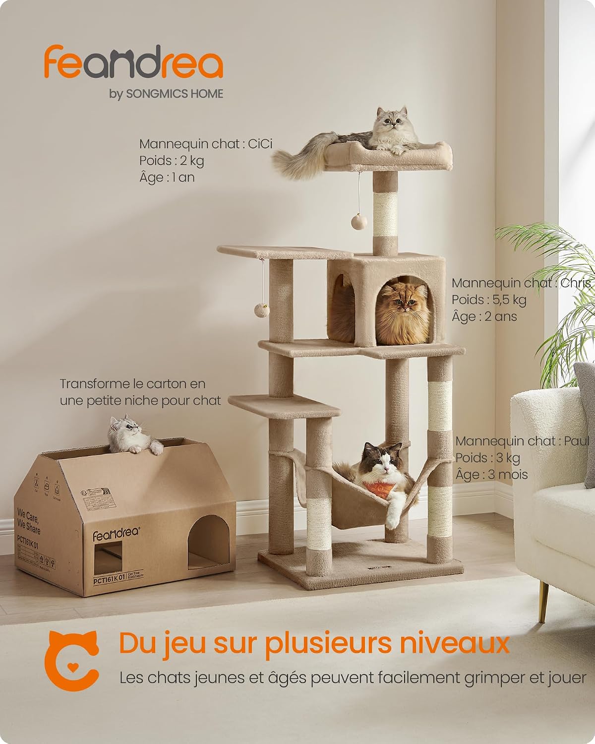 Detalle de Feandrea Arbre à Chat 143 cm PCT161K01