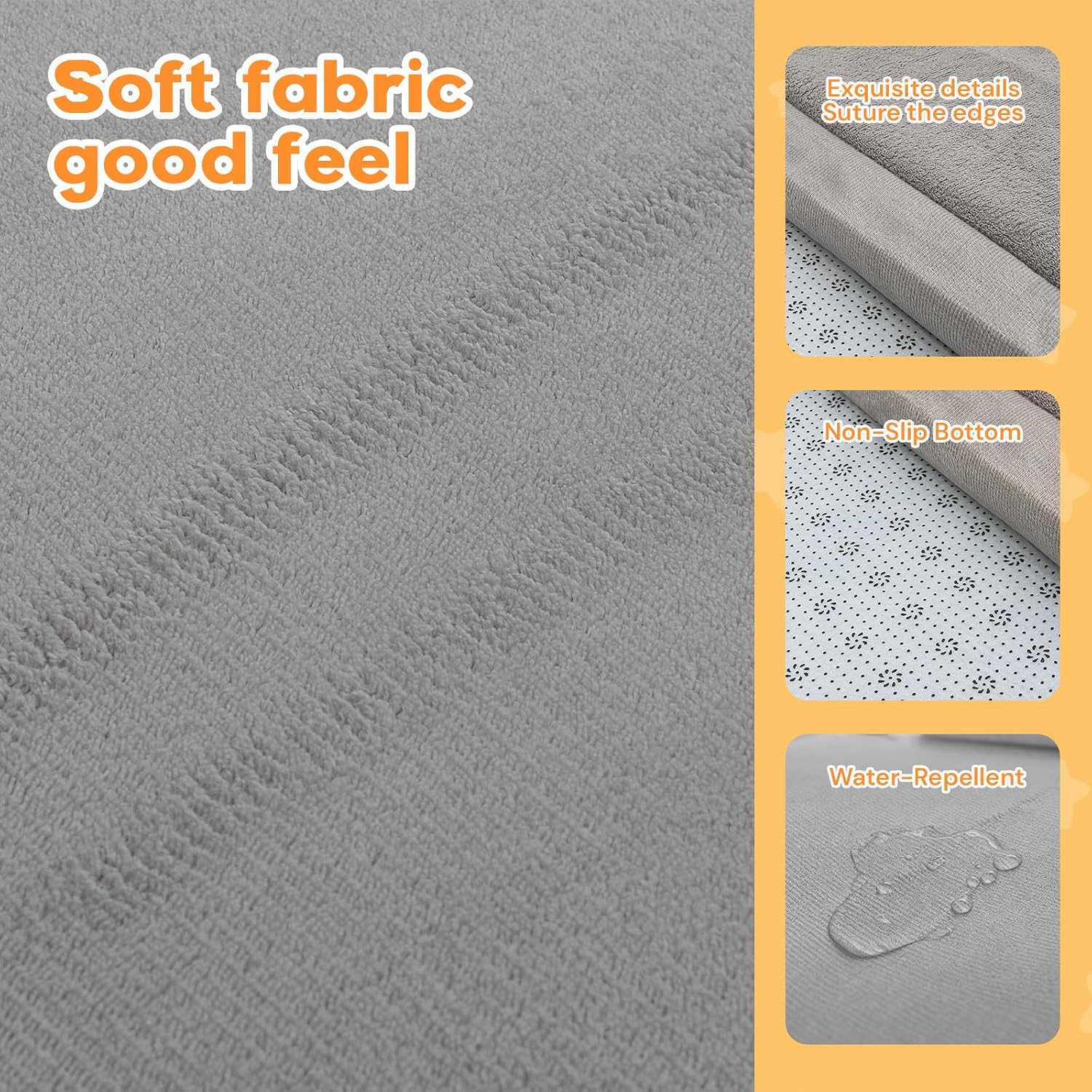 Detalle de RONGFA 71" x 59" Baby Play Mat, 1.3" Memory Foam, Coral Velvet