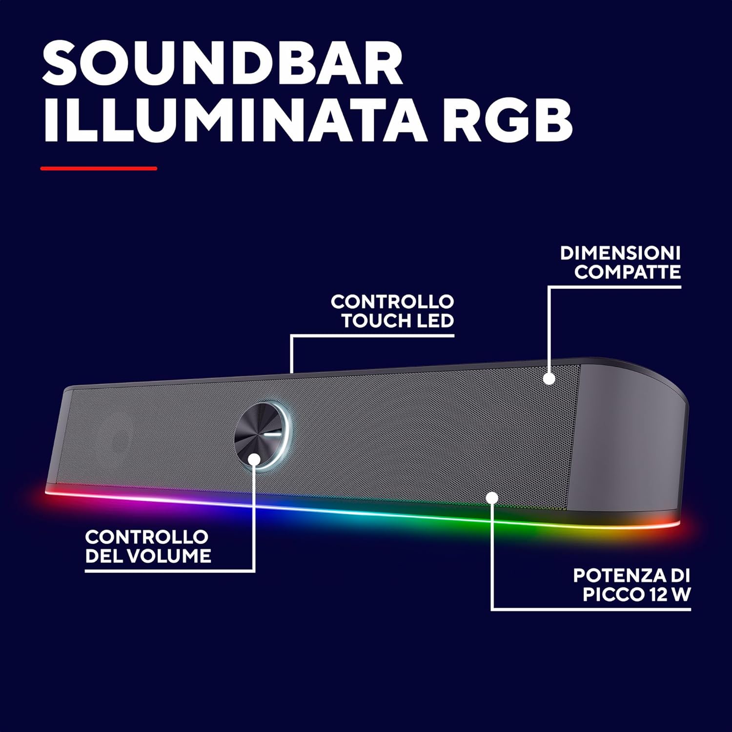 Thumbnail 1 de GXTrust 1619 Rhox Soundbar PC Illuminata RGB