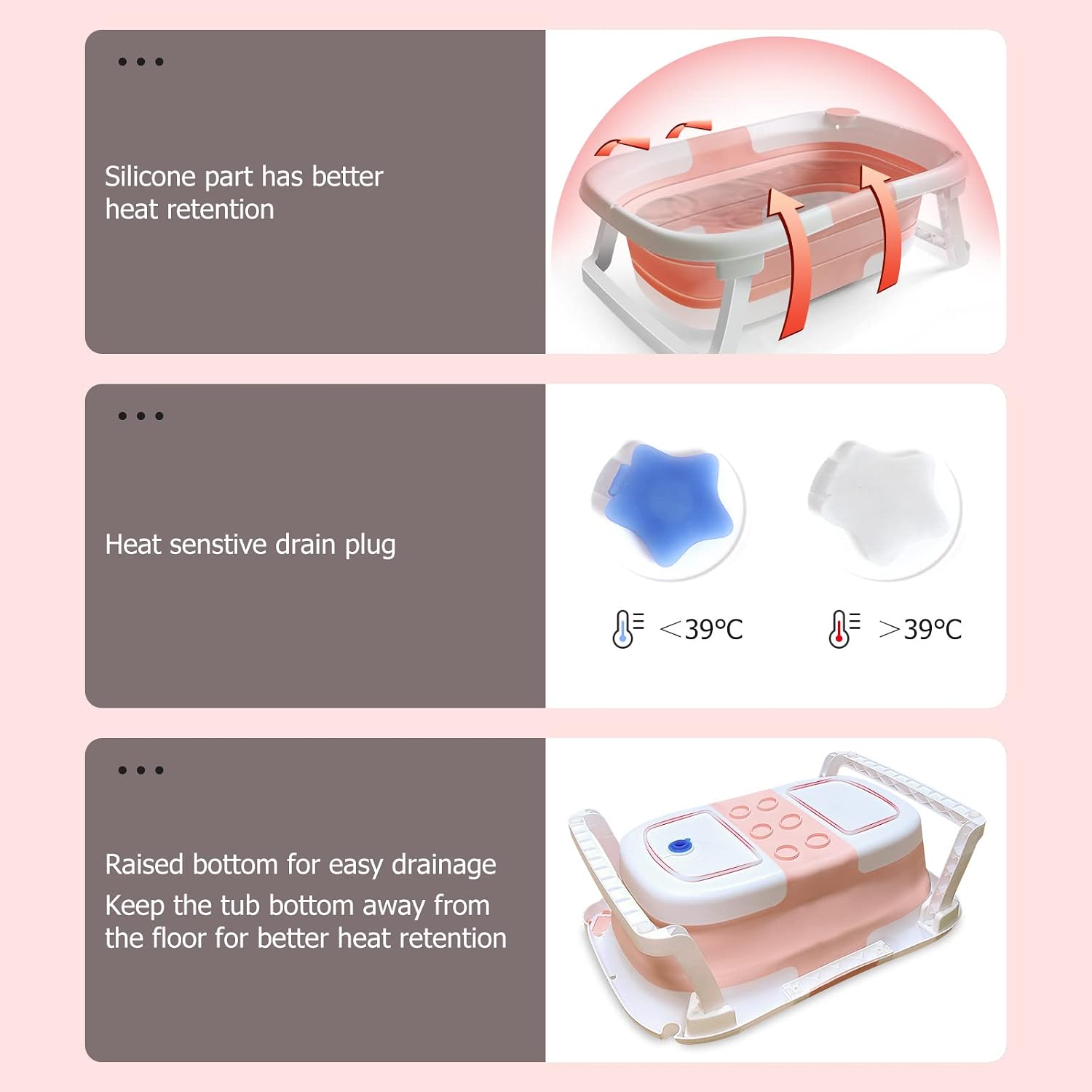 Thumbnail 5 de Collapsible Baby Bath Foldable Tub 63 cm
