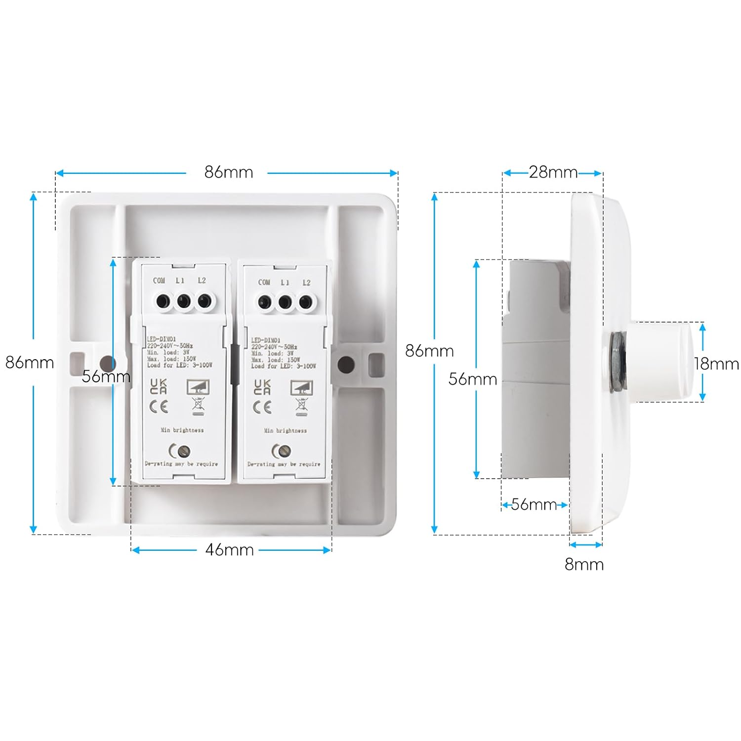 Detalle 2 de Trailing Edge Dimmer Switch 3-150W 2 Gang