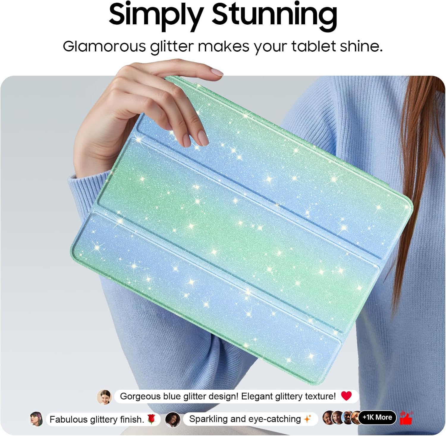 Thumbnail 2 de Fintie Glitzer-Hülle für iPad 10,2 Zoll (9./8./7. Generation, 2019–2021) – transparente Glitzer-Schutzhülle mit Stifthalter und Auto Sleep/Wake