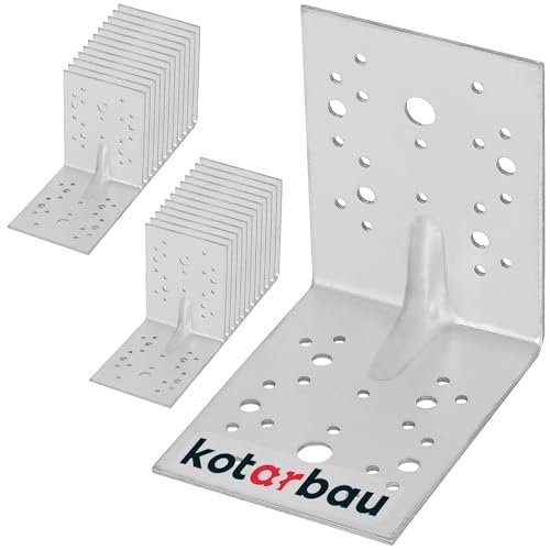 Detalle de KOTARBAU® 25 Pezzi Staffa Angolare in Acciaio Zincato 130x130x100 mm – Argento