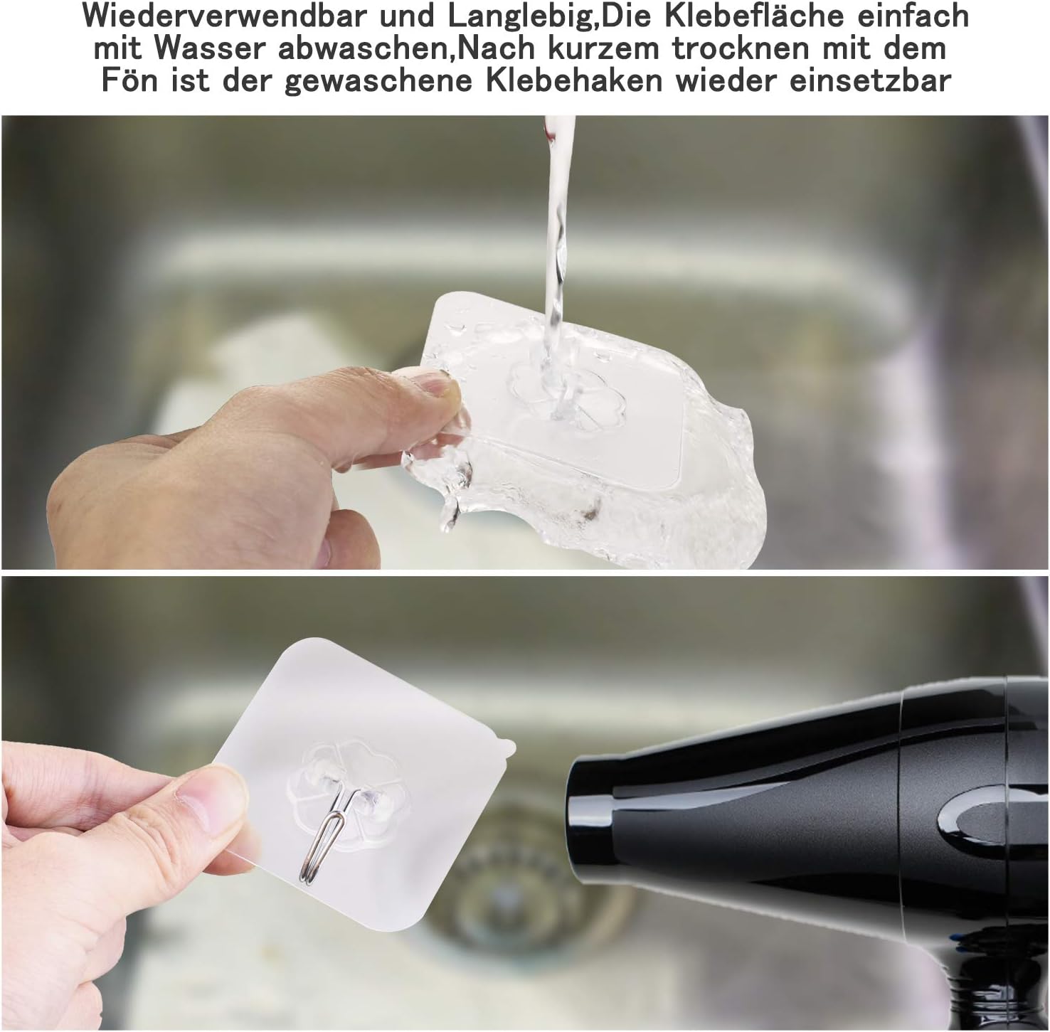 Thumbnail 4 de MAXAZTEX 12 selbstklebende transparente Wandhaken aus 304 Edelstahl, tragfähig bis 10 kg