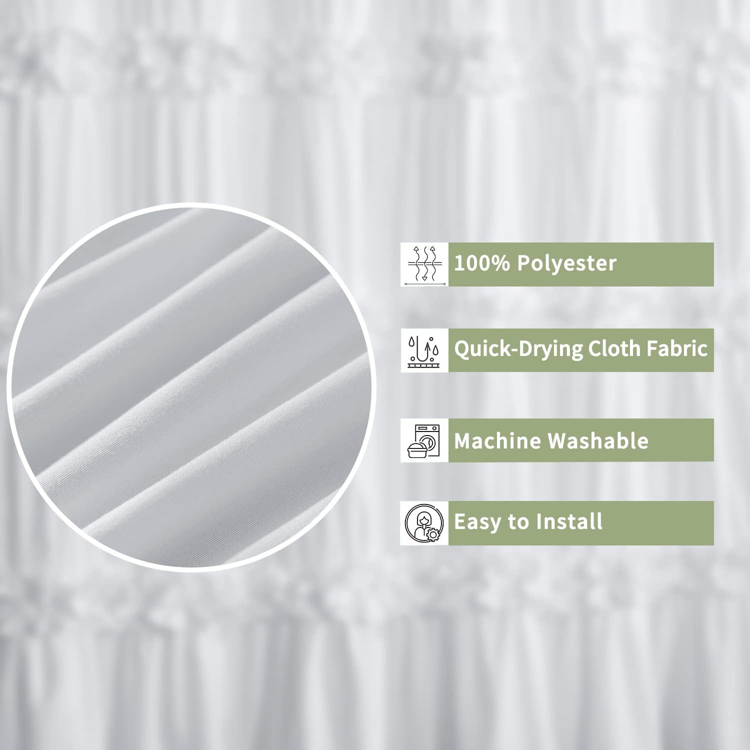 Detalle 2 de Homechoice Decor Ruffle Shower Curtain, 72 x 84 Inches