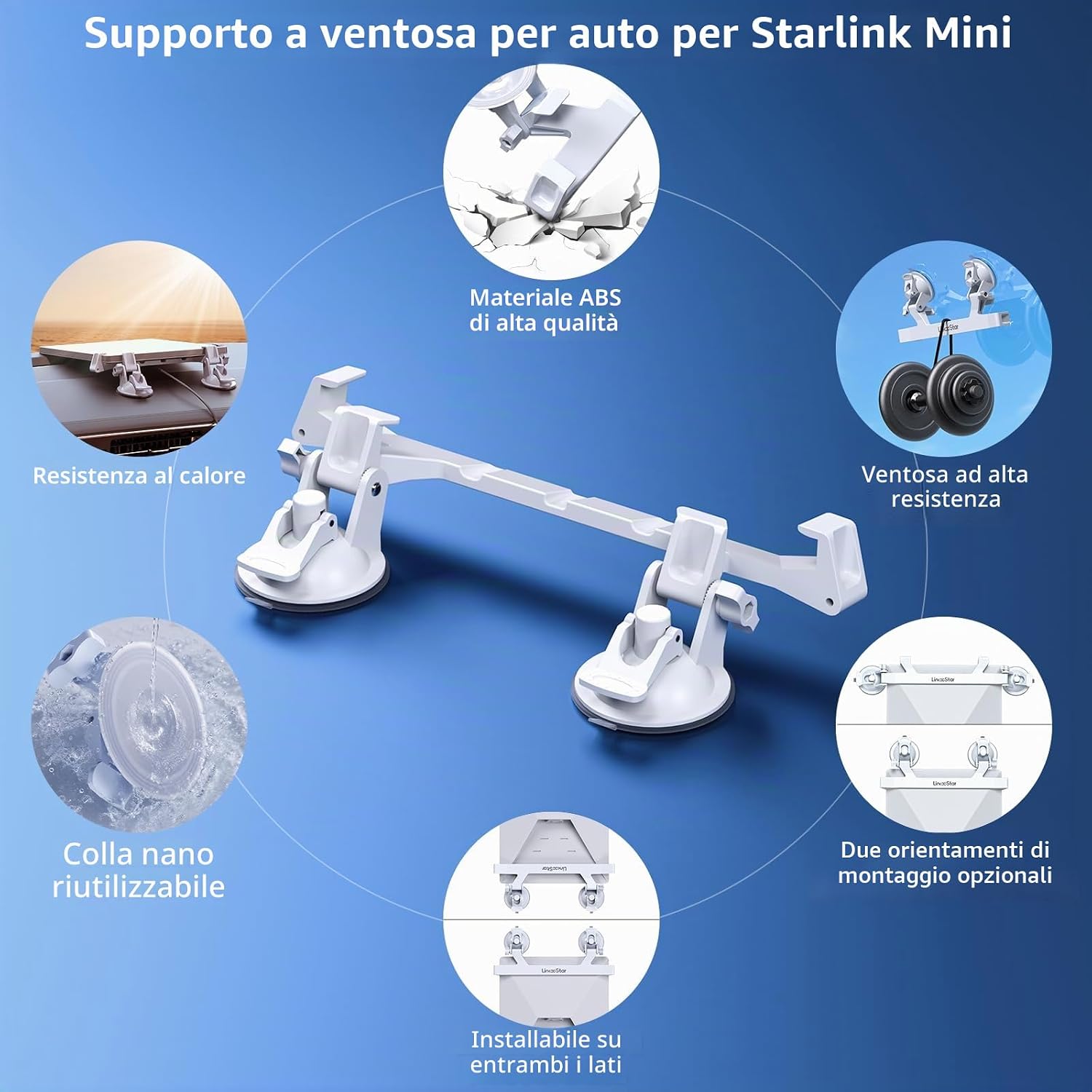 Thumbnail 5 de DuHeSin Starlink - Mini supporto ventosa per cruscotto e parabrezza: compatibilità esclusiva con Starlink Mini
