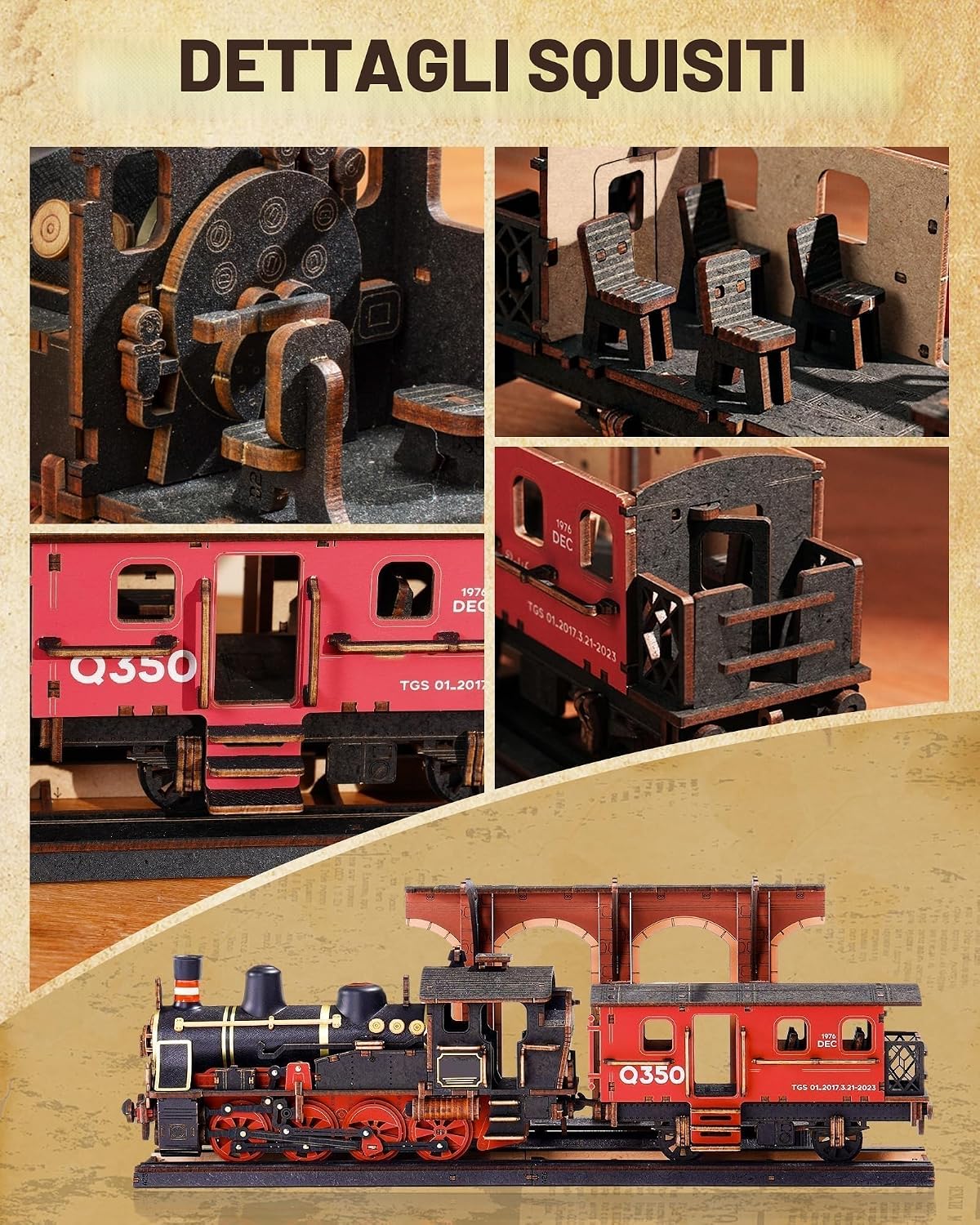 Thumbnail 3 de ROWOOD Puzzle 3D Treno a Vapore: modellismo in legno da costruire per adulti