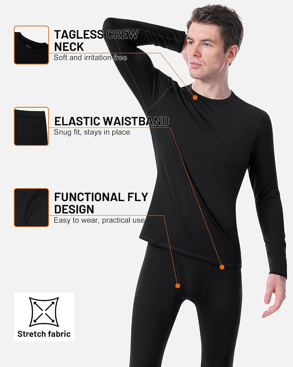 Thumbnail 1 de Runhit Long Johns for Men Thermal Underwear Set, Fleece-Lined Base Layer