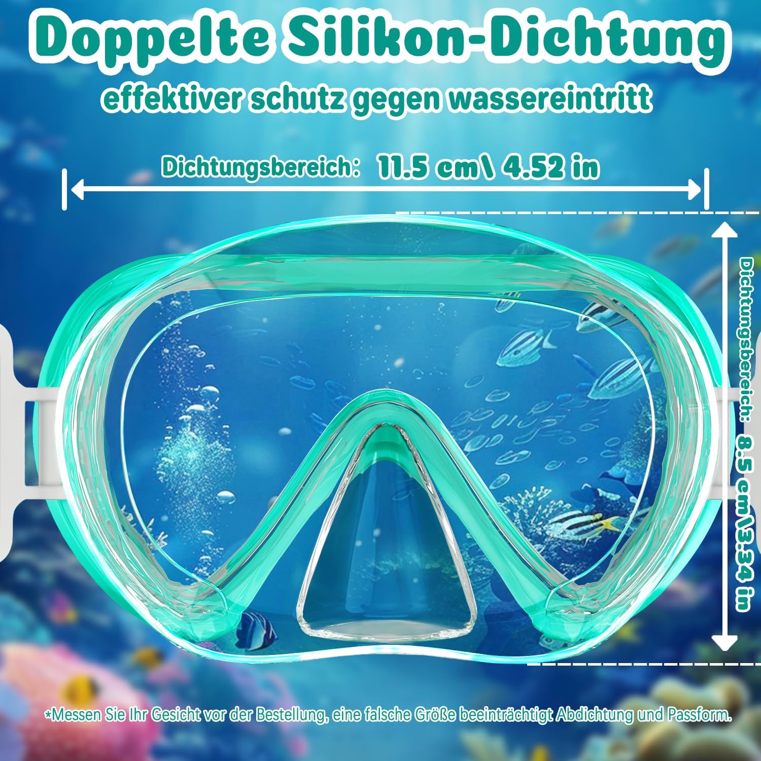Detalle de COOLOO Kinder-Taucherbrille mit Stoffband, Nasenabdeckung und 180° Panorama-Sicht