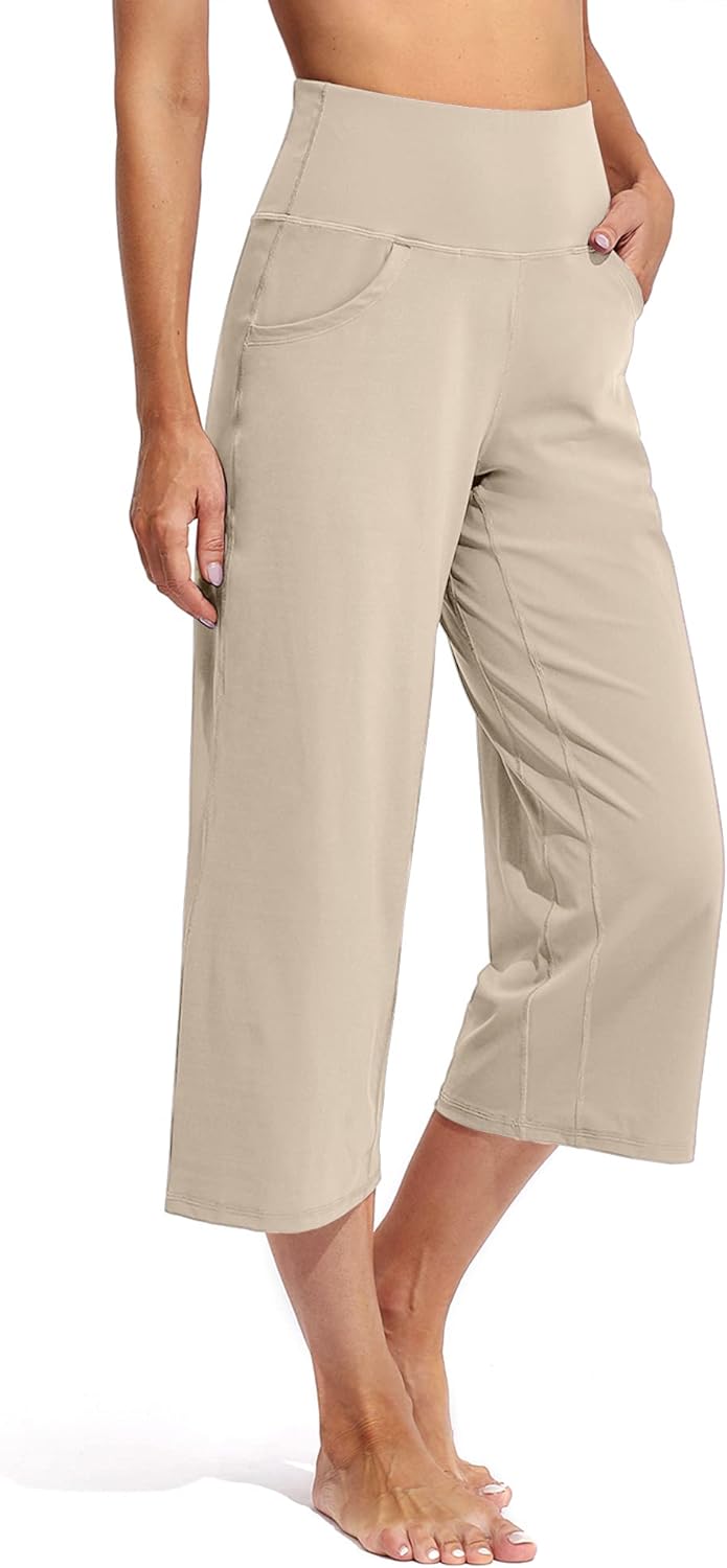 Detalle de Promoter Women's Activewear Trousers with Pockets – High‑Rise, Wide Leg Yoga Pants