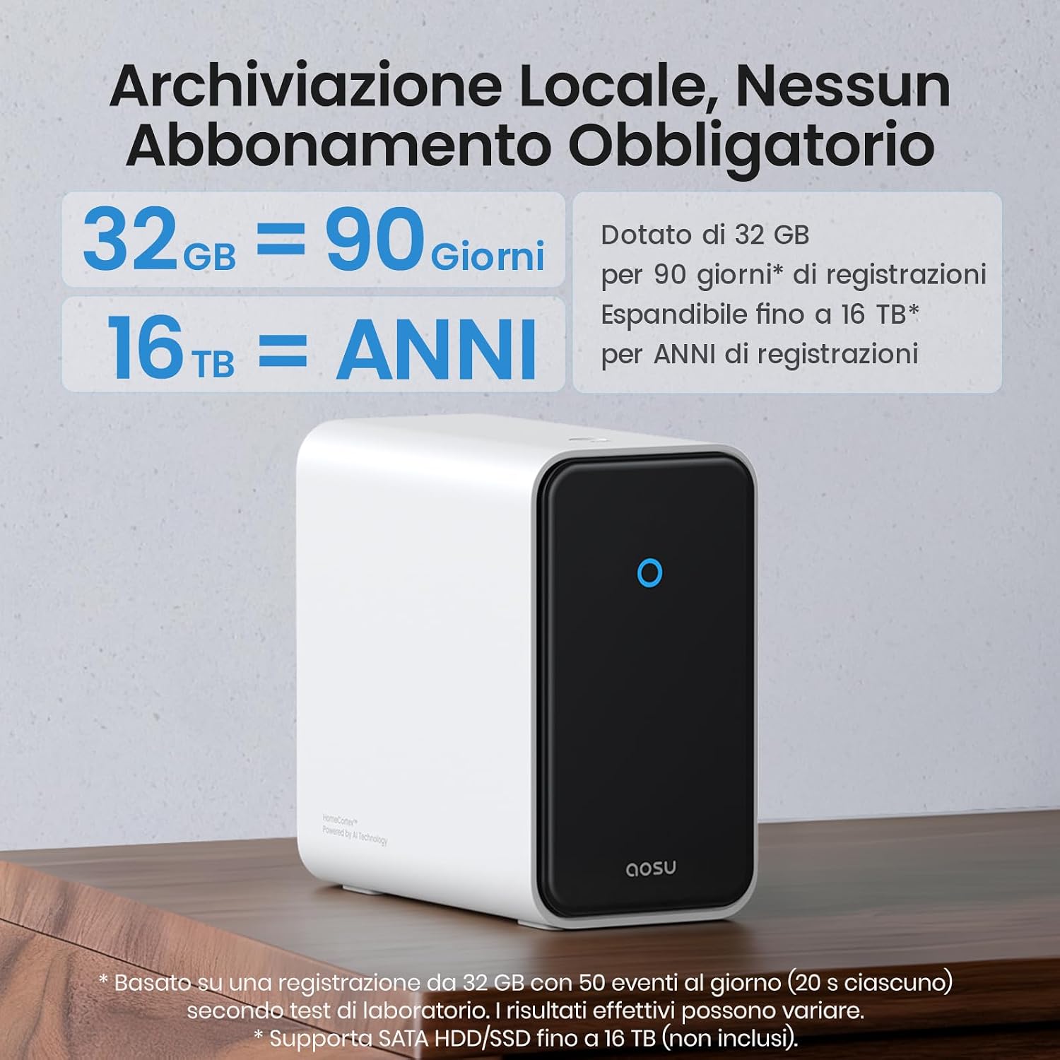 Detalle de aosu 3K Telecamera WiFi esterna senza fili: kit da 8 con aosuCortex e PTZ 360°