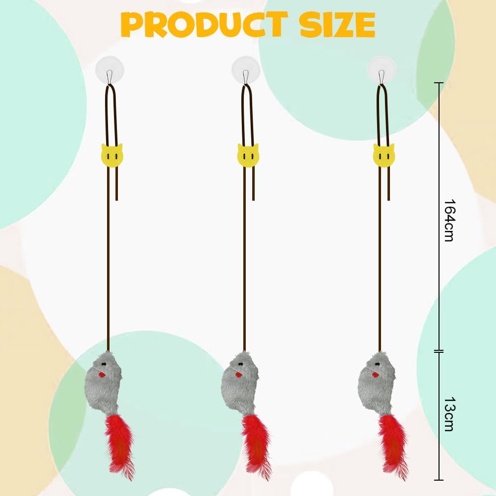 Thumbnail 1 de Adiwo 3 pièces souris jouet suspendue pour chat avec corde élastique et effets sonores (gris)
