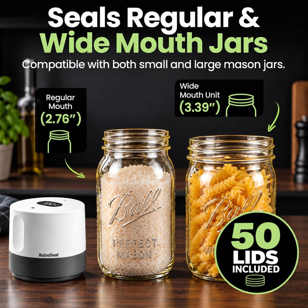 Detalle de RoboSeal Electric Mason Jar Vacuum Sealer, 50 Lids