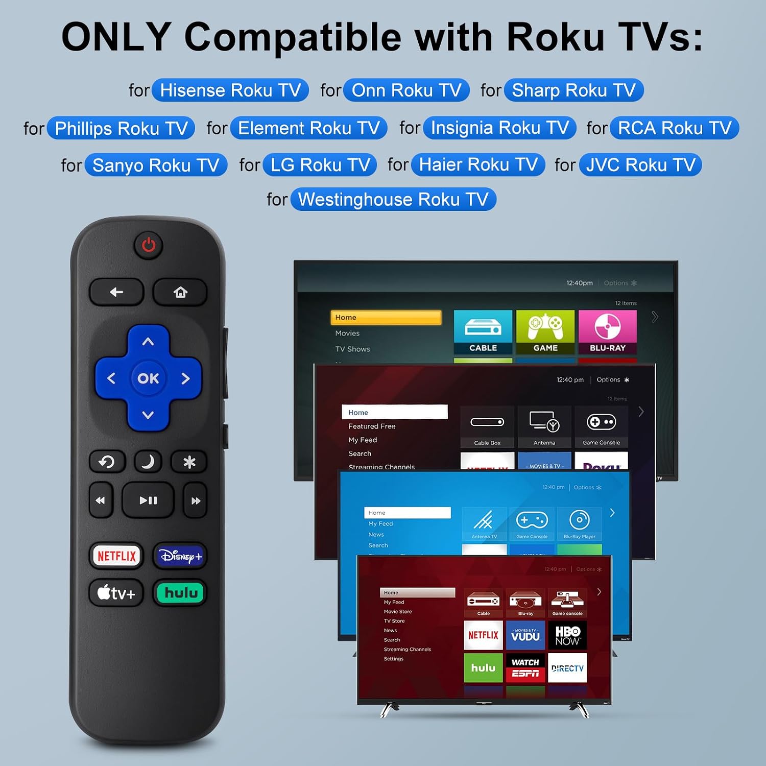 Detalle 2 de Replacement Roku TV Remote Pack of 2