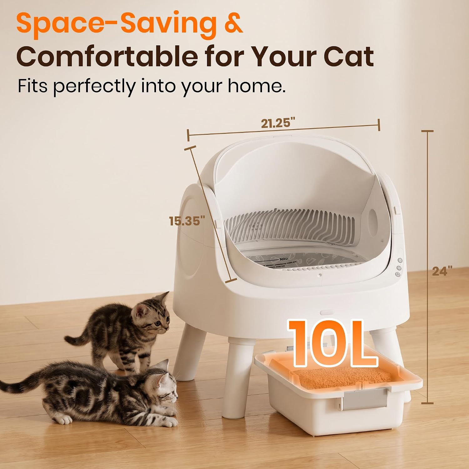 Detalle de Self-Cleaning Litter Box, 10L Waste Container