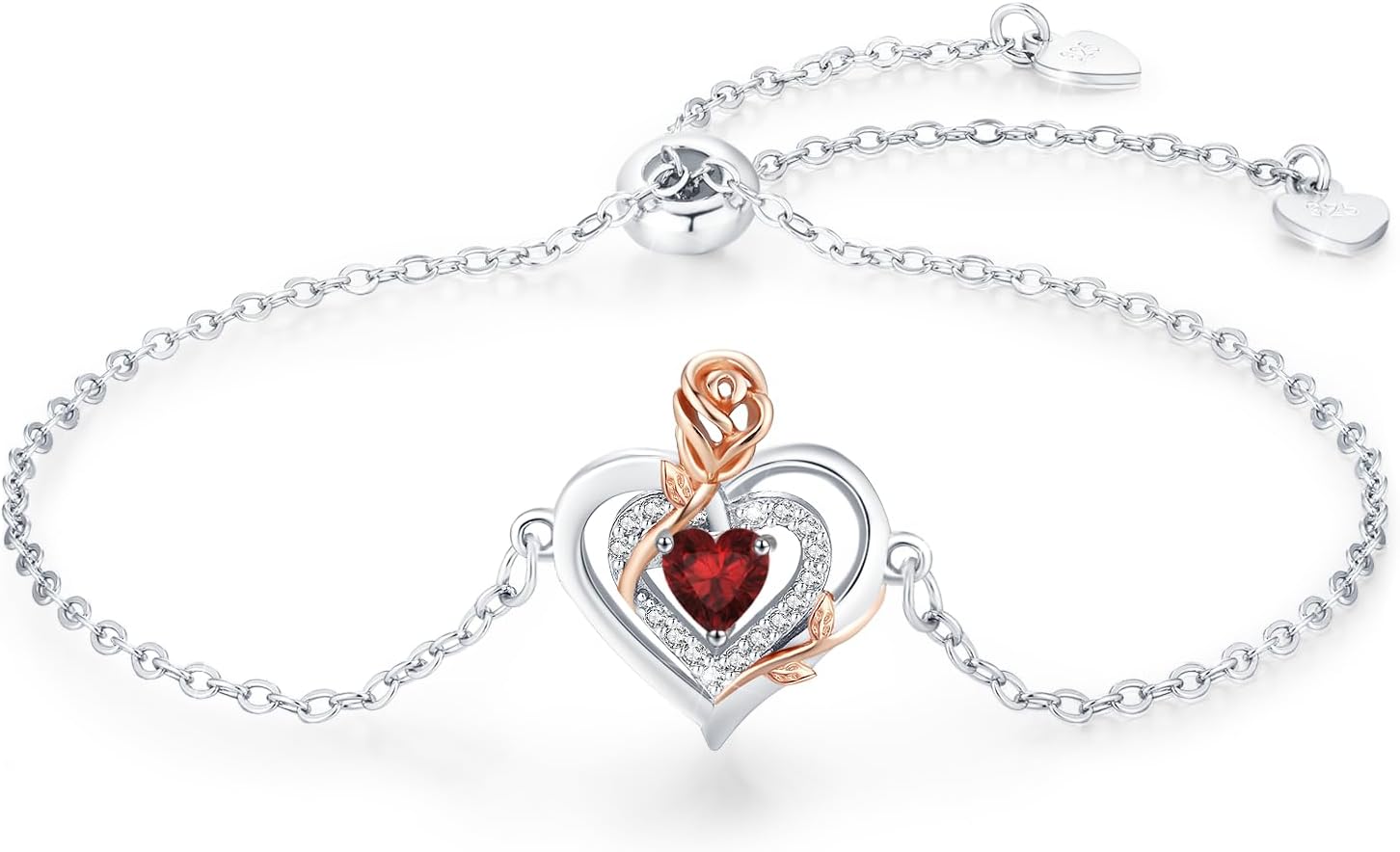 Thumbnail 6 de LAVUMO Armband Damen Silber 925 – Rose Blume mit Geburtsstein und Zirkonia