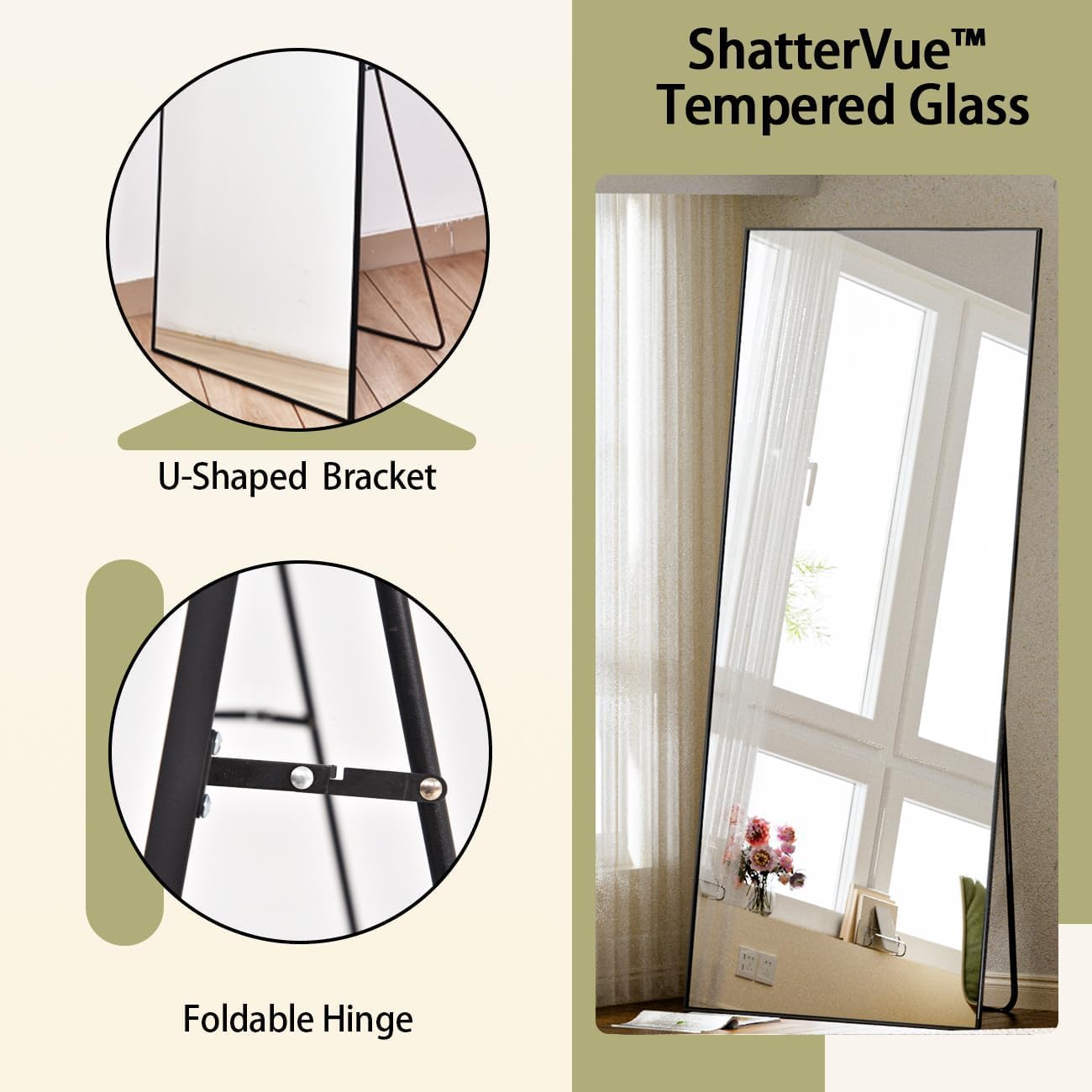 Detalle 2 de BEAUTYPEAK Full-Length Mirror, 21 x 56 in