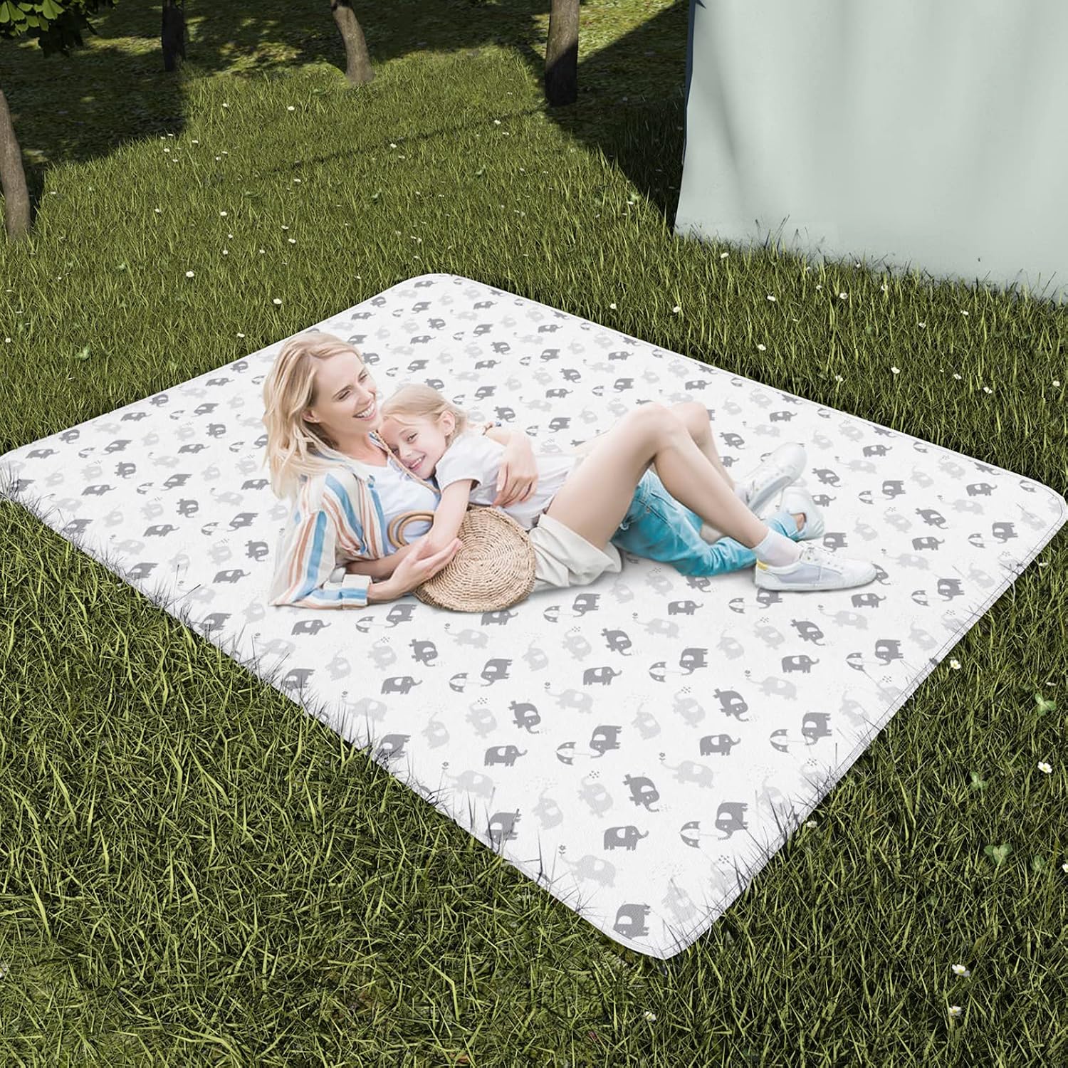Thumbnail 4 de Moonsea Splat Mat for High Chairs, 46 x 42-Inch Elephant Print, Washable