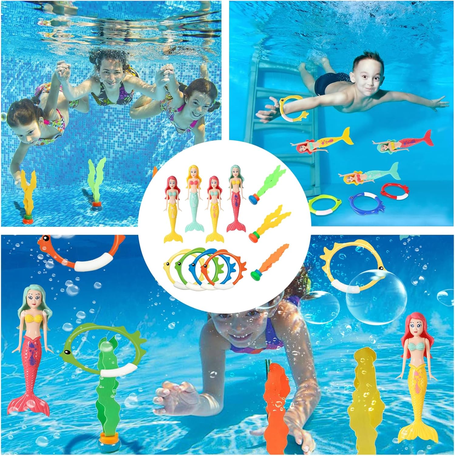 Thumbnail 6 de IOPJLK Unterwasser Tauchspielzeug Set (11-teilig) mit Tauchringen, Tauchfischen und Meerjungfrauen