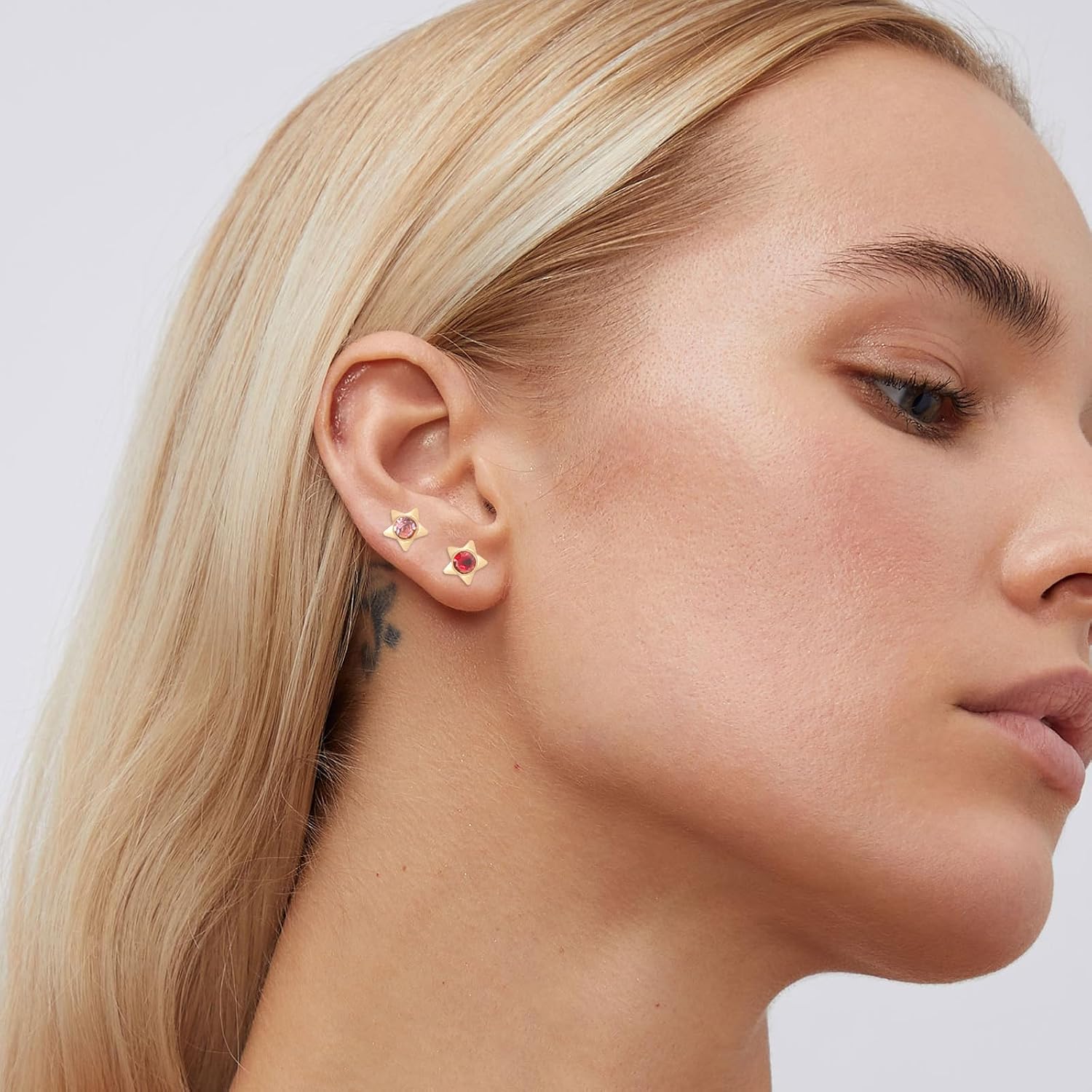 Thumbnail 5 de 12 Paar Ohrpiercing Ohrstecker Set vergoldet