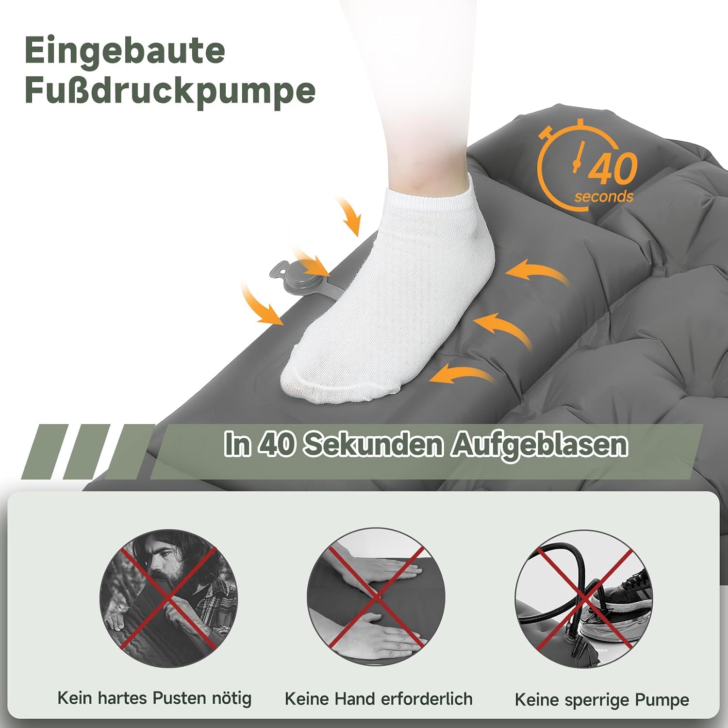 Detalle de HAUSPROFI Isomatte Camping – Ultraleicht, 198 x 64 x 10 cm, mit Fußpumpe