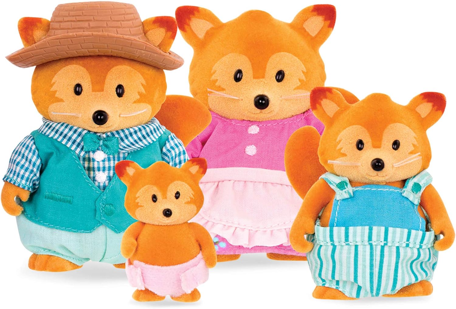 Li'L Woodzeez Le volpi Tippytail – Set di 4 figurine floccate per gioco di ruolo e fantasia