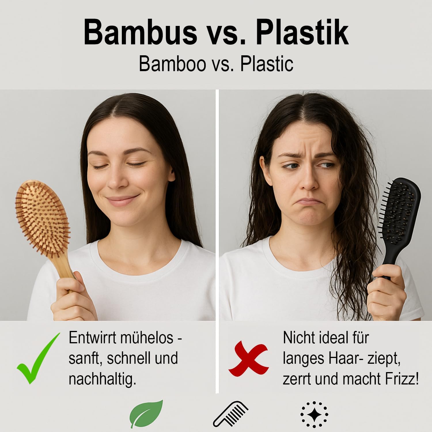 Thumbnail 6 de Wilhelm Sell Set da 2 spazzole in bambù con setole naturali – Spazzole ecologiche per capelli sani