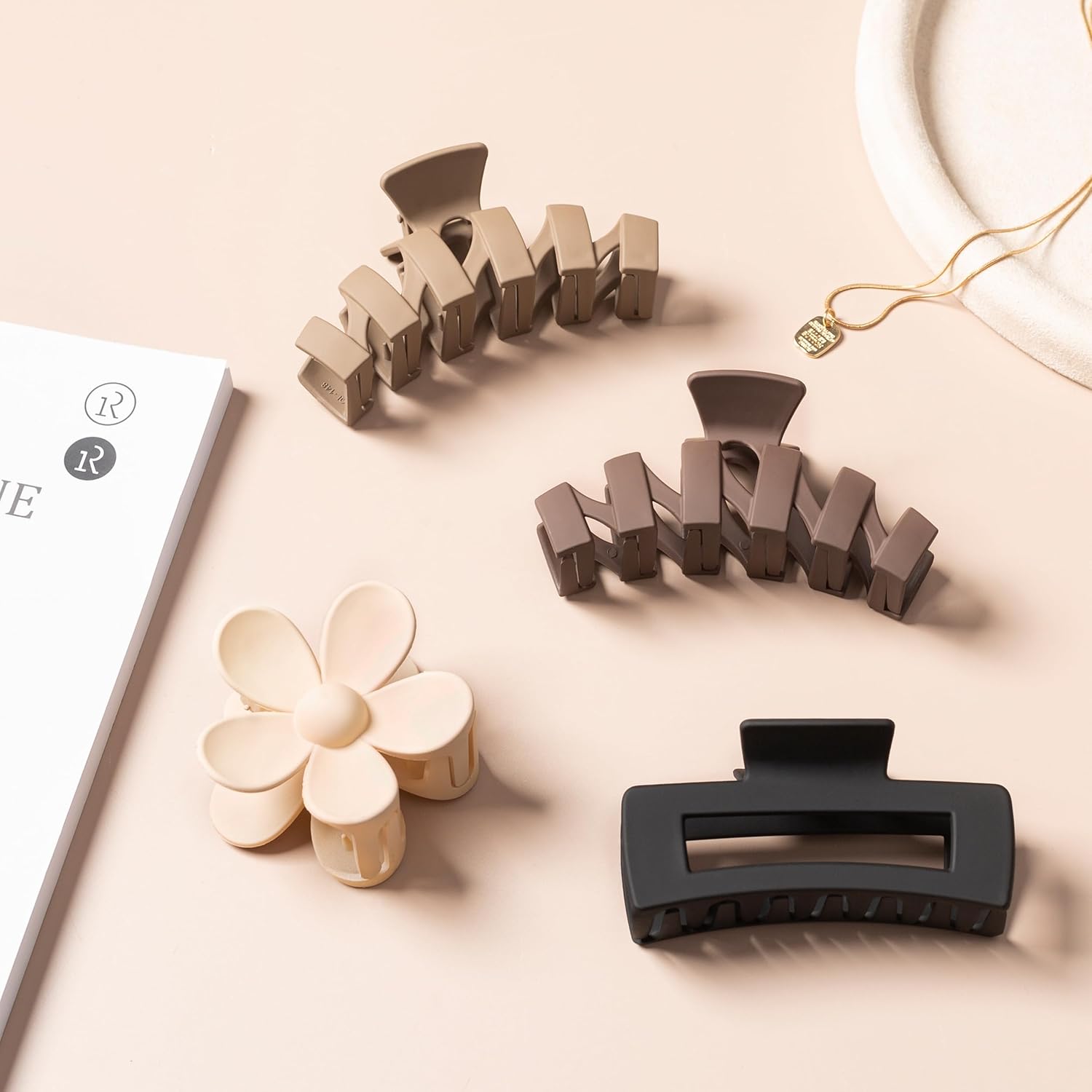 Thumbnail 5 de HBselect 8er Pack Haarklammern mit Kralle – rutschfeste Haarspangen für dickes Haar, neutrale Farben