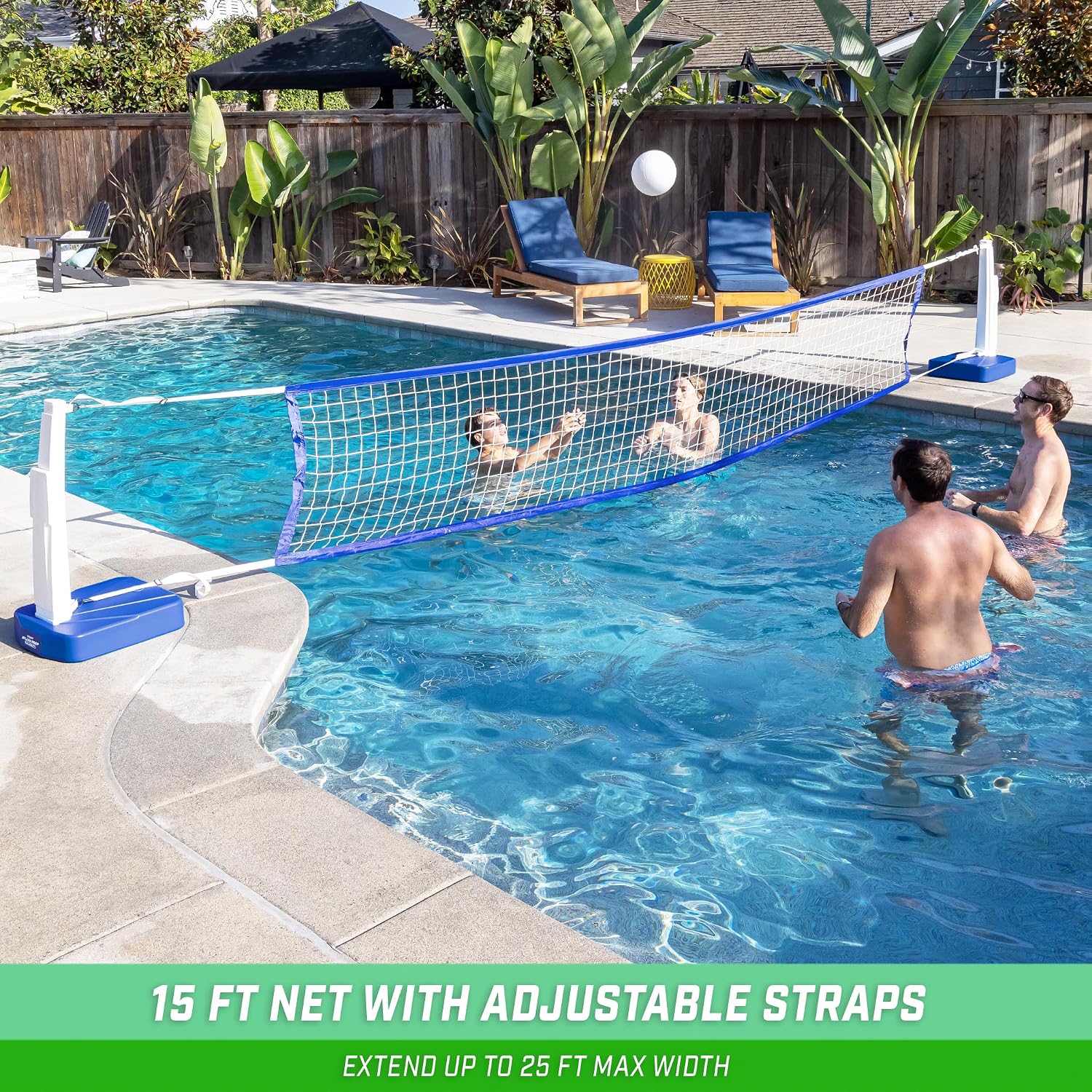 Detalle de GoSports Splash Hoop 2-in-1 Full Court Pool Basketball & Volleyball Game Set