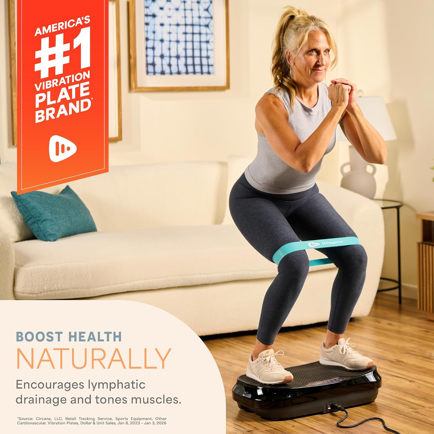 Detalle 2 de Lifepro LP-WVRM-BLK Waver Mini Vibration Plate, 200W, 99 Speeds, Remote