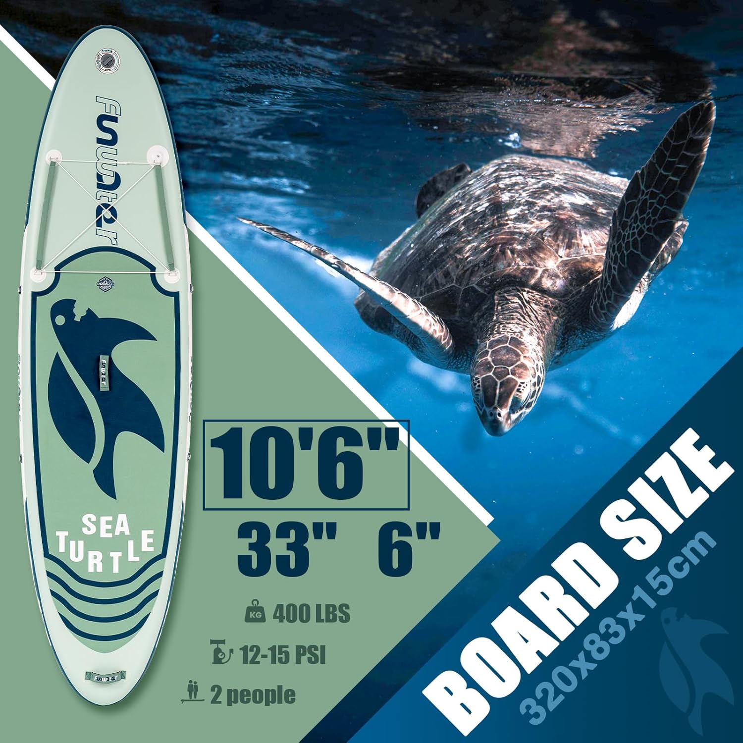 Detalle de FunWater Inflatable Stand Up Paddle Board with Premium Accessories (11'6"/11'/10'6")