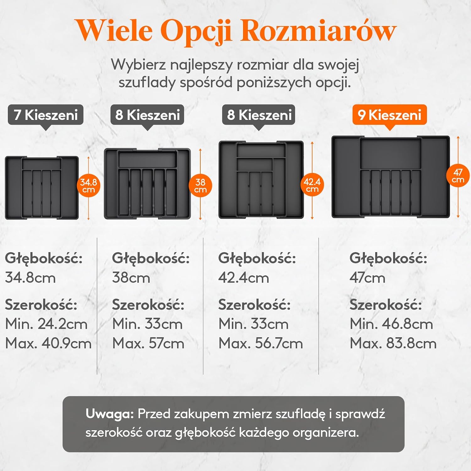 Detalle 2 de Lifewit 22063 organizer na sztućce do szuflady, regulowany, 9 przegródek