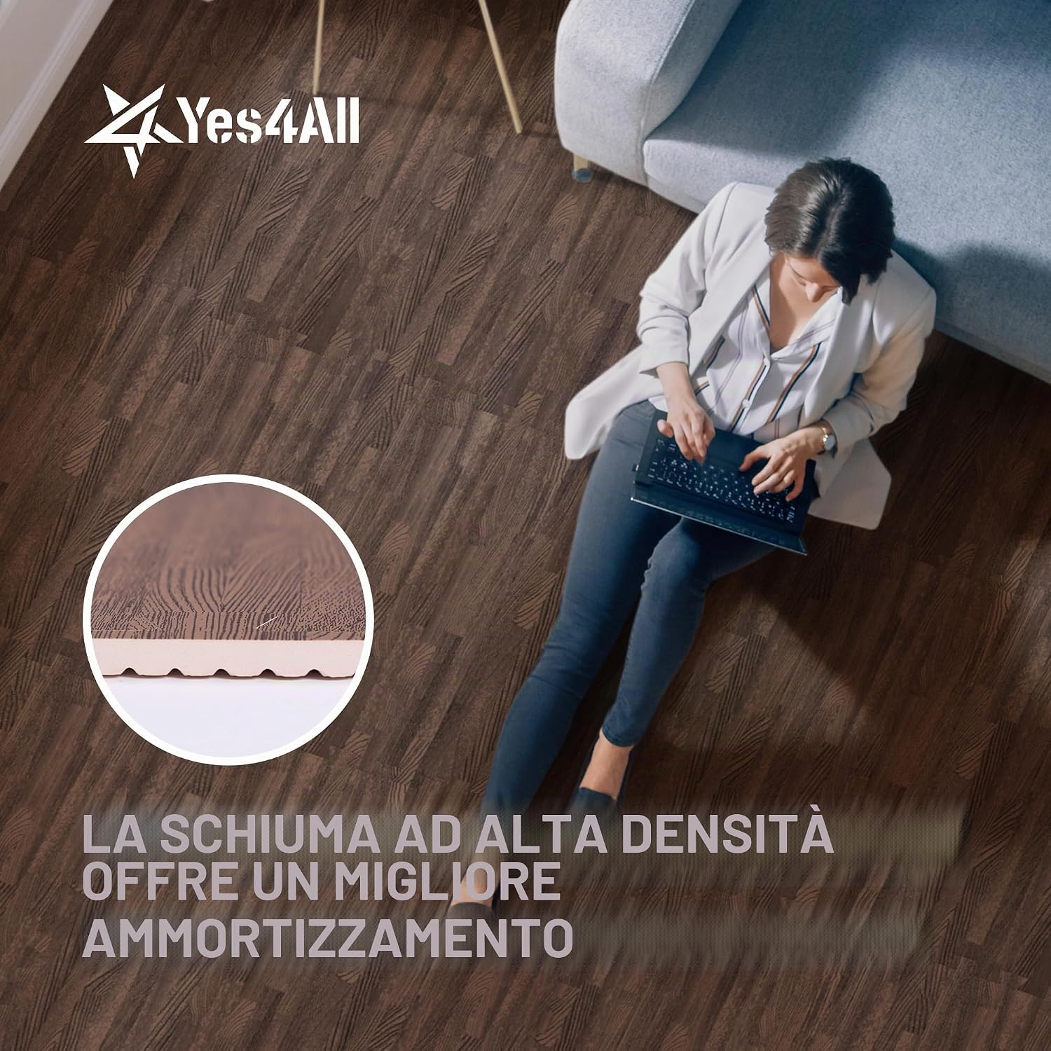 Thumbnail 6 de Yes4All EWUN tappeto a incastro in EVA Rovere scuro (12 piastrelle) per pavimentazioni modulari