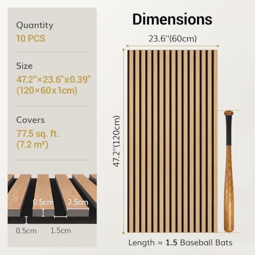 Detalle de TONOR Panneau Mural de Bois Teck 120x60 cm – Lot de 10