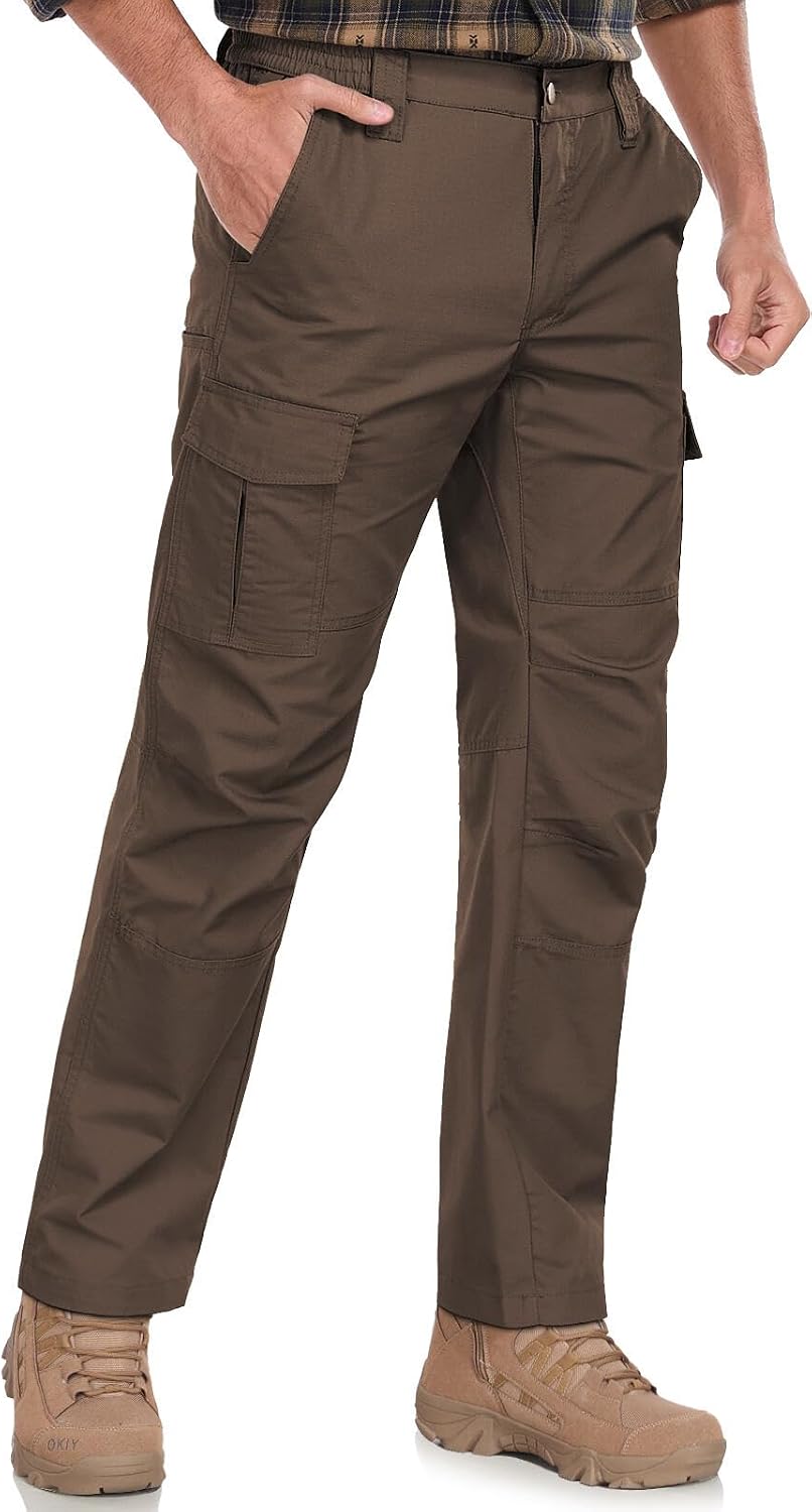 Detalle 2 de SPOSULEI Men's Ripstop Cargo Work Pants, 7 Pockets, Water-Resistant