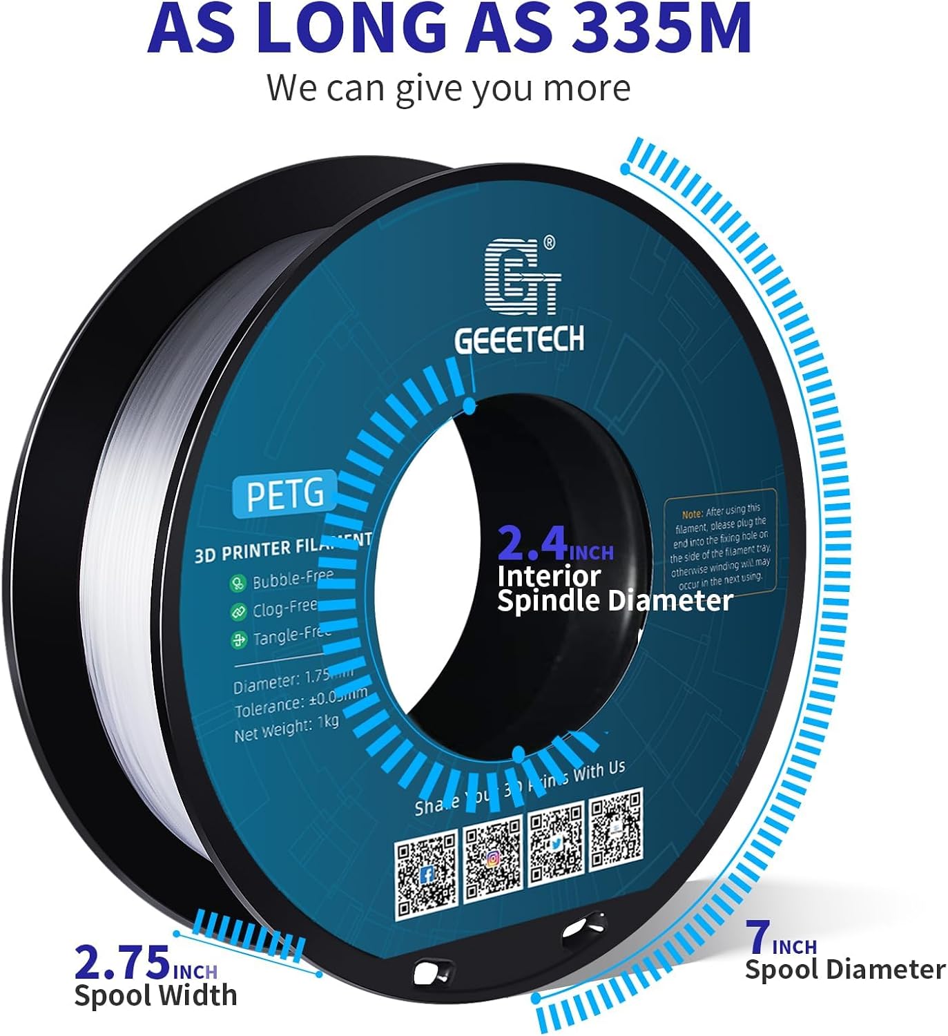 Detalle 2 de Geeetech PETG Filament 1,75 mm 1 kg Spule Transparent