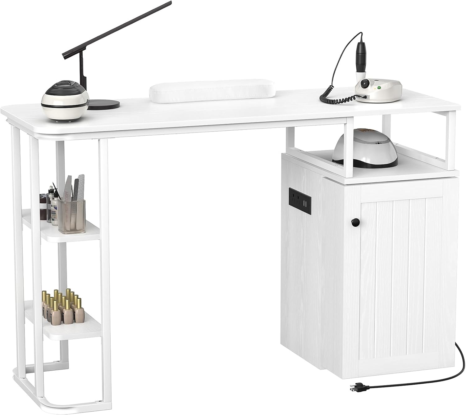Detalle 2 de Giluta GT047 Manicure Nail Table with Wrist Rest, Storage and Locking Casters