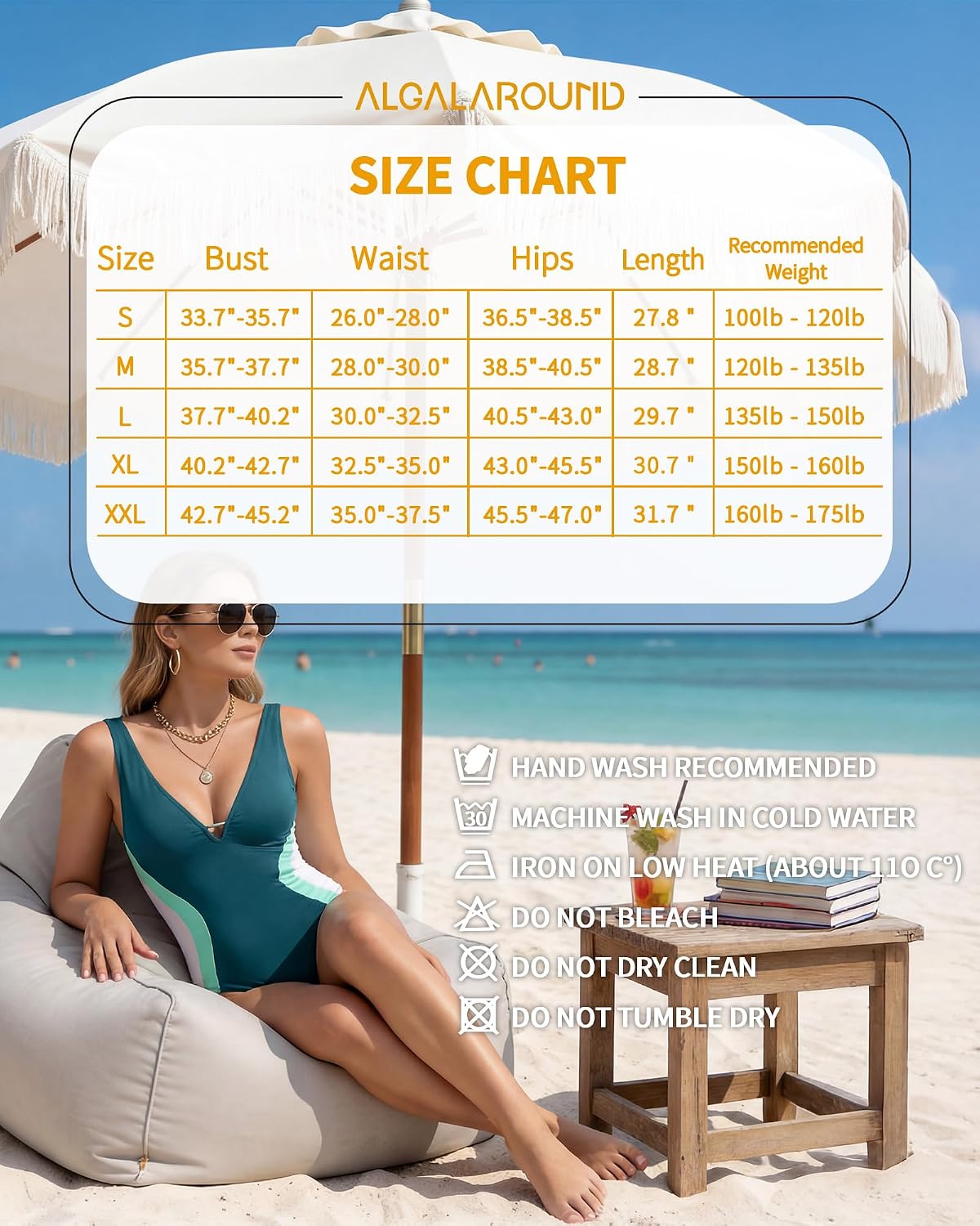 Thumbnail 6 de ALGALAROUND One Piece Swimsuit for Women with Tummy Control and Pleated Deep V-Neck