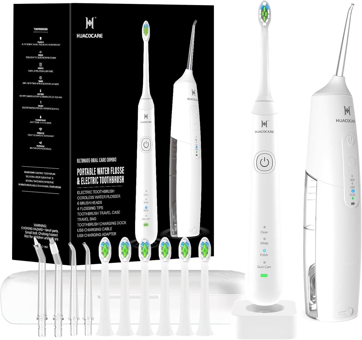 Thumbnail 6 de Kit de nettoyage buccal 2-1 : Hydropulseur dentaire et brosse à dents électrique (vert clair)