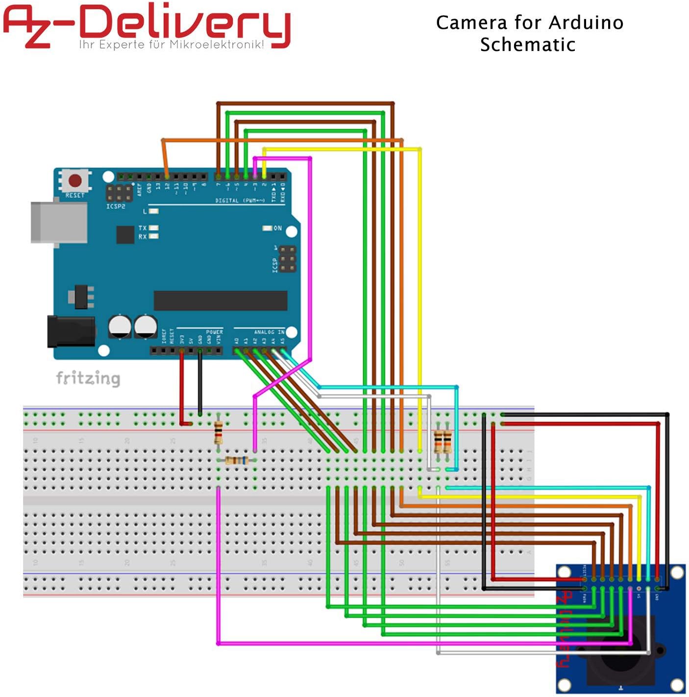 Thumbnail 3 de AZDelivery lot de 5 modules caméra OV7670 (640×480) pour Arduino, avec eBook