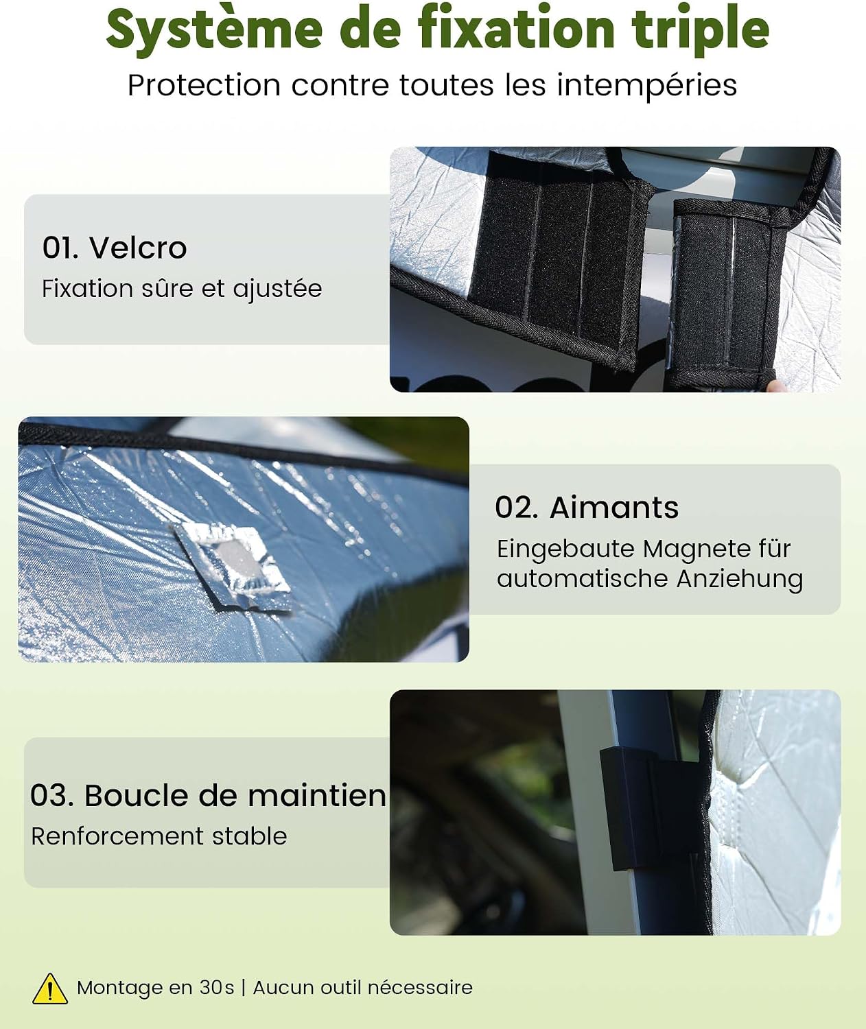 Detalle de FoundGo Motorhome Windscreen Cover Thermal with Dual Zips – Waterproof, Aluminium Silver, Fits Fiat Ducato, Citroën Relay X250/290 & Peugeot Boxer (2006+) with Carry Bag