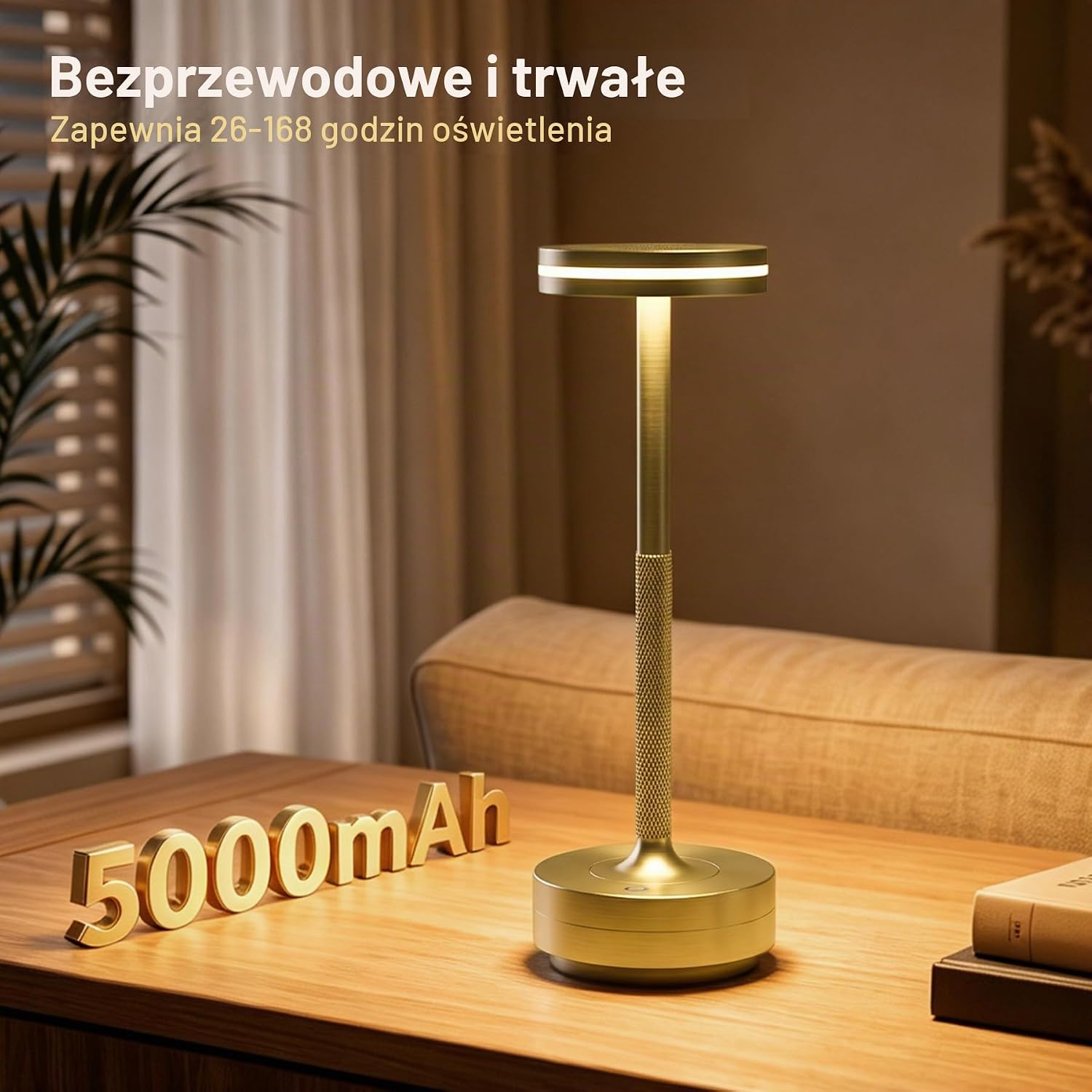 Thumbnail 3 de Görvitor bezprzewodowa lampa stołowa LED 5000 mAh, złota, IP54