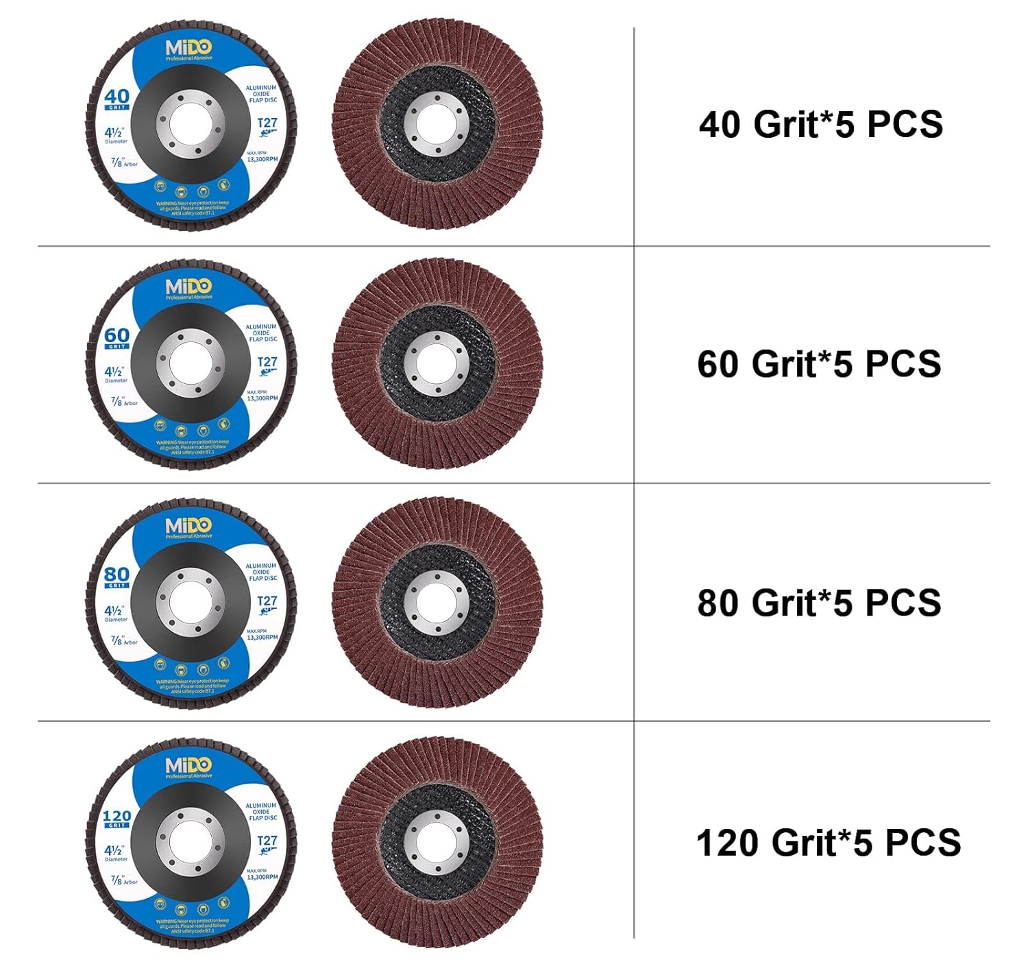 Detalle de MIDO Professional Flap Discs 115mm, 20 pcs đź›