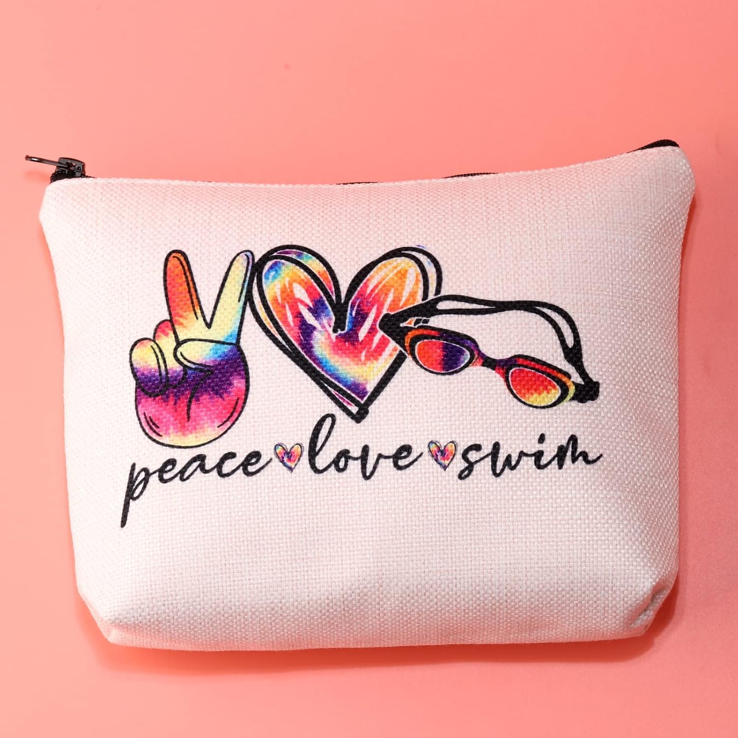Thumbnail 2 de Peace Love Swim Makeup Bag by Funny Swimming Gift – Canvas Pouch with Zipper